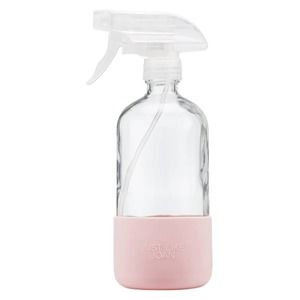 Just Like Joan Glass Spray Bottle 16 oz Clear with Pink Silicone Sleeve NIB